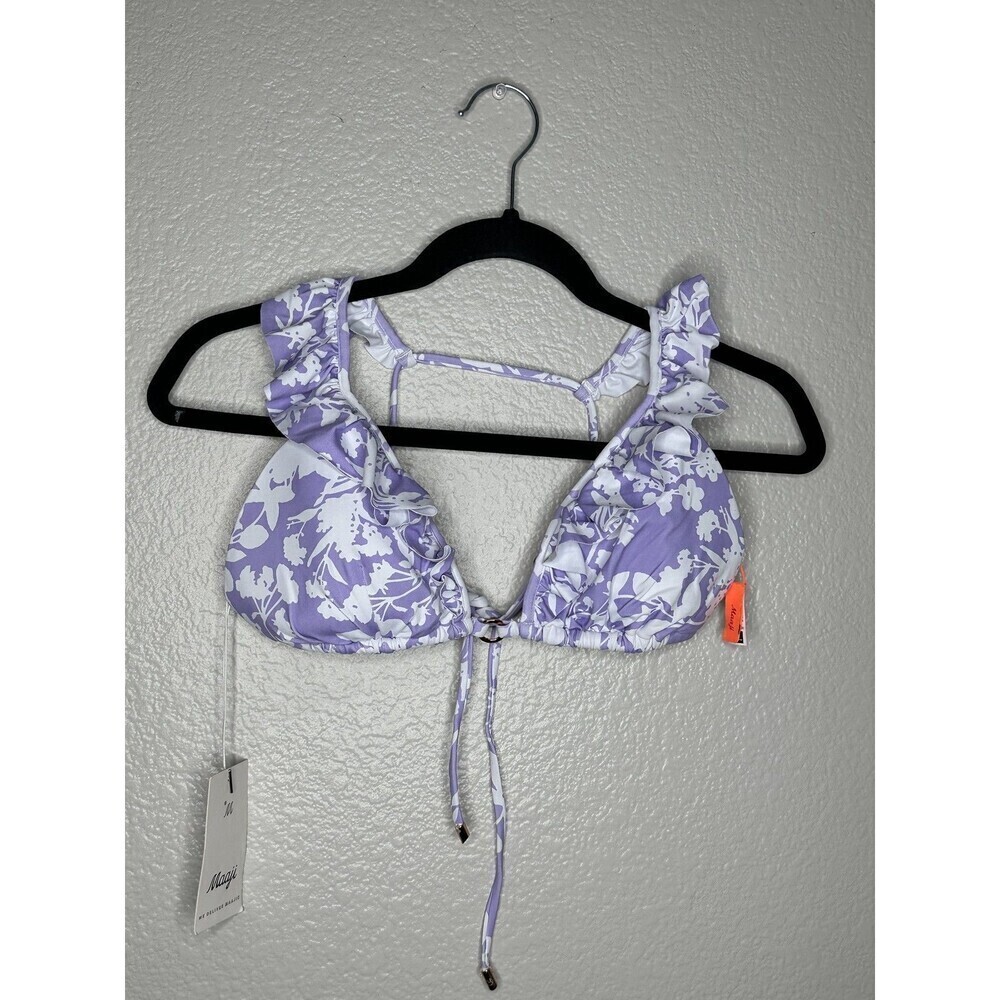 Maaji Bikini Top Womens Medium Reversible Ruffle Floral Swimwear Boho Beach Pool